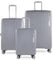 bugatti Hera 3er Hartschalen-Koffer-Set mit 4-Rollen (S,M,L), leichte Reise-Koffer aus PP Light und Handgepäck-Trolley, hellgrau