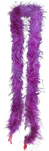 ihreesy Flauschige Federboa Federschal, 2m Lang Federstola Feder Schal Straußenfeder-Boa Straußenfeder-Schal Flauschige Straußenfedern Dekoration Nähdekoration Hochzeitsdekoration,Lila