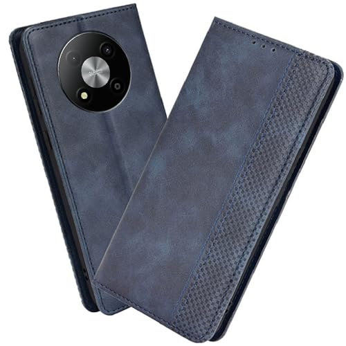 XINNI Cover per ZTE Blade A73 5G Custodia, retrò Flip Magnetica Pelle PU/TPU Portafoglio, Blu