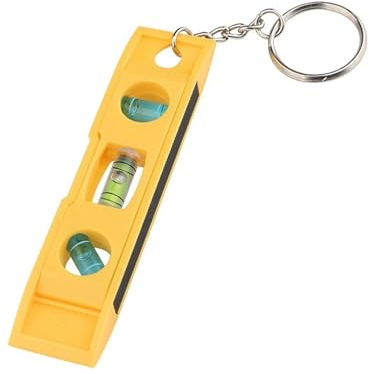 1Pc Yellow Bubble Level with Keychain Magnetic Torpedo Level Measuring Tool,Plumb/Level/45-Degree Measuring Level Bubble Fashion Measuring and Layout Tools Car Keychains，Tools and Home Improvement