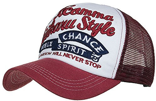 BOTCAM Schatten-Art- und Weisejustierbare Männer-Kappen-Baseball-Applikations-Ineinander greifen-Frauen-Kappen-Hut-Stickerei-Baseballmützen Lustige Mützen (Wine Red, One Size)