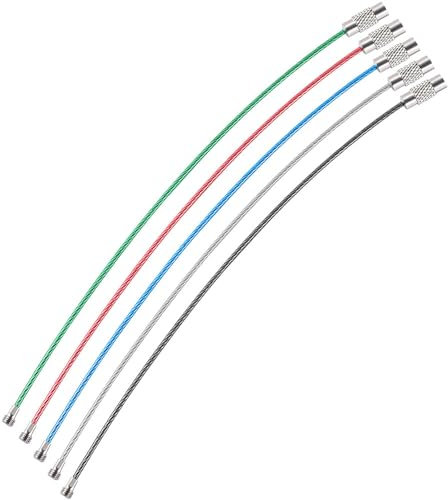 webbomb® 5x Schlüsselringe aus Drahtseil 1,5x 150mm Edelstahl Gepäckanhänger mit PVC Ummantelung & Drehverschluss multifunktionale Drahtringe Schlüsselanhänger Schlüssel Organizer (Bunt)