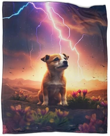 Überwurfdecke mit niedlichem Hund auf dem Mars, Outdoor-Aktivitäten, für Kinder, warm, weich, gemütlich, flauschig, Plüschdecken, 100 x 130 cm