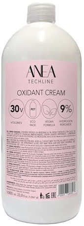 Anea Techline | Oxigenada en Crema 30 volúmenes (9%), Fórmula Vegana, 1000 ml