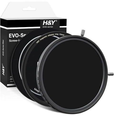 H&Y EVO Series Filtre ND variable 72 mm Filtre à densité neutre ND3-1000 et filtre CPL à visser et filtre magnétique 2 en 1 avec anneau adaptateur magnétique