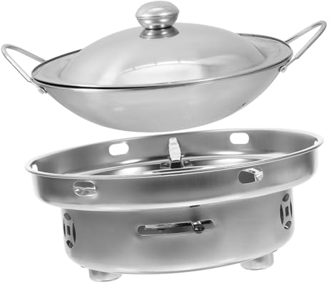 Homoyoyo Kochset Mit Doppelgriff-hot Pot Aus Kochtopf Und -suppentopf Für Küche Camping-schmortopf Und Outdoor-kochgeschirr Verschleißfester Kocher Mit Spirituskocher