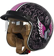 Jethelm mit Visier Motorradhelm für Moped, Scooter Vespa Motorrolle Zertifikat ECE - V02 M