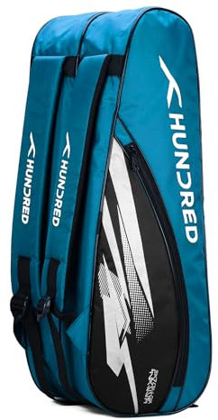 HUNDRED Cosmogear Badminton Kit-Bag | Double Zipper | Bag with Front Zipper Pocket | Material: Polyester|Padded Back Straps | Easy-Carry Handle