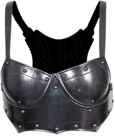 Mittelalterliche römische Brustplatte Kostüm Stahl Rüstung Dame Kürass Jacke Krieger Rüstung Brustpanzer Anzug LARP Gothic Frauen Brustplatte, silber, One size