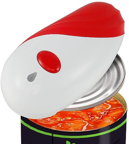 Electric Can Opener Electric Tin Openers for Arthritic Hands, No Sharp Edges Automatic Can Open with One Touch Switch, Tin Opener Electric Portable Can Opener, Safe & Easy, Suitable for Most Cans(Red)