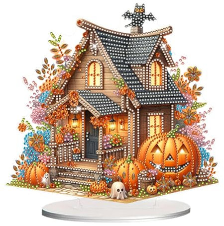 5D DIY Diamond Painting Halloween Deko, Diamant Malerei Tischdeko Ornament, Diamant Painting Halloween Kürbis Eule Deko (04)