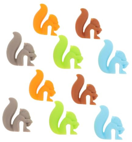 ABOOFAN Unique Squirrel Tea Bag Holders 10 Piece Silicone Wine Cup Markers for Stylish Tea Time