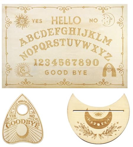 Tablero Ouija con Planchette e Instrucciones Detalladas,Ouija,Ouija Tablero,Tablero de Espíritu de Madera,Tabla Ouija,Ouija Board,Comunicación Segura con Espíritus y Exploración del Más Allá