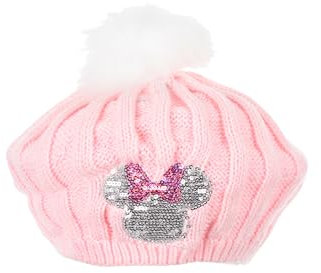 Minnie Mouse Mütze Kinder | Geschenke für Mädchen | Baskenmütze mit Bommel | Winter | Wintermütze | Beanie | Strickmütze | Bommelmütze (DE/NL/SE/PL, Numerisch, 54, Rosa)