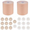 Wukemaoyi 2 Rotoli di Nastro Reggiseno Adesivo, 7,5 cm x 5 Metri Nastro Adesivo Senos Push Up, Cerotto Seno Adesivo, con 10 Paia Copri Capezzoli Adesivi Copricapezzoli Adesivi(Colore Pelle Chiara)