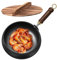 Generisch Wok in ferro per cucinare – Padella wok adatta a induzione con manico in legno | Pentola multifunzione in ferro per cottura in stufato in cucina gastronomia domestica