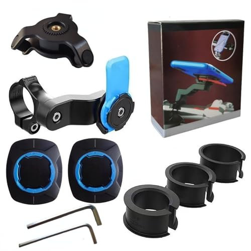 Générique Support Téléphone Moto - Amortisseur de Vibrations Compatible avec Smartphones Universels, pour Guidon de Vélo, Trottinette, Quad, Scooter, Twist & Lock (Bleu)