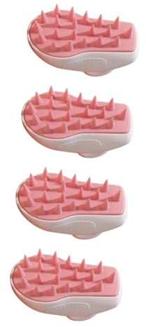 VALICLUD 4 Stück Silikon Kopfmassagebürste Ergonomische Shampoo Bürste für Entspannende Kopfhautmassage Fördert die Blutzirkulation für Haarwäsche und Pflege und Handlich Pfirsichrosa