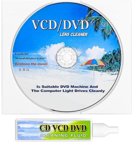 DIYEAH Kit de Nettoyage pour Lecteur CD et DVD, Disque Nettoyeur de Lentille avec Brosse Intégrée et Liquide Nettoyant, Système pour Chaîne, Graveur ou Console, YH-608