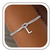 SLOONG Einschulung Geschenk - Armband mit Buchstaben für Frauen Mädchen | Vergoldet/Versilbert Knot Armband Hypoallergen Armbänder Geburtstagsgeschenk Geschenke für Frauen Mädchen Kinder Schmuck