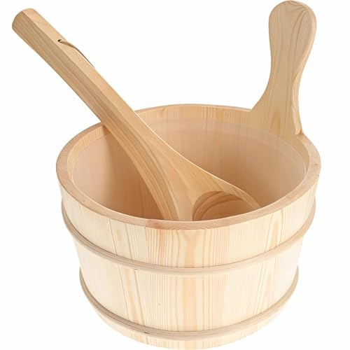 Mixtric 4L Sauna Bucket with Trowel, Elegant Sauna Bucket with Trowel, Durable Sauna Accessories with Leakproof Liner, Infusion Bucket Set