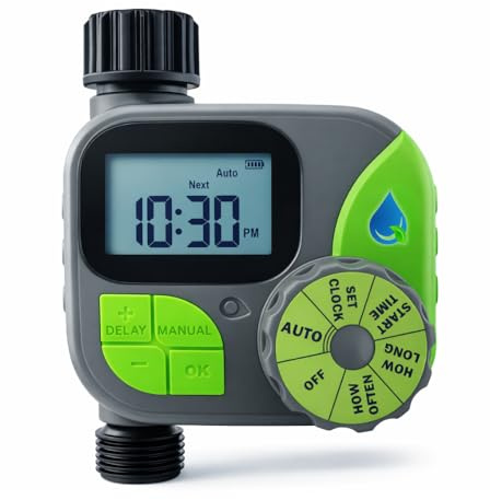 acquaverde HydroSmart 1S | Centralina Irrigazione Automatica Digitale a Batteria, Timer Programmatore Acqua da Rubinetto 1 Stazione per Orto e Giardino, Attacco 1/2”-3/4”, IP54