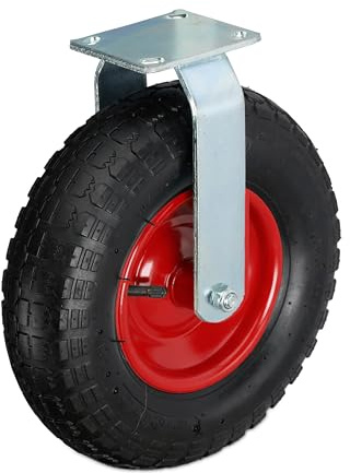 Relaxdays Bockrolle, 3.50-6, Traglast 120 kg, Gummi, Stahlplatte, luftbereift, Schwerlastrad, Gummirolle, Farbwahl