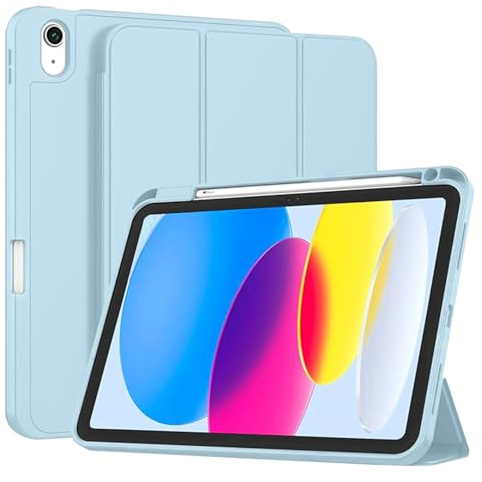 Techsuit für iPad 10 2022 und iPad 11 2025 Hülle mit Stifthalter, Dreifach Ständer, Schlankem Design, Auto Sleep Wake, Präzisen Aussparungen, Flex Trifold Series, Himmelblau