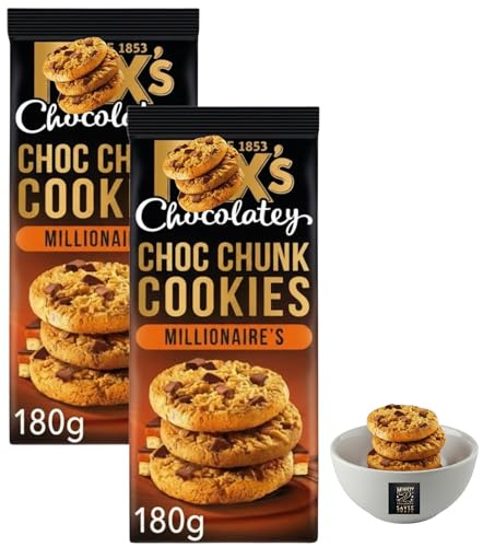 Chocolatey Half-Coated & Choc Chunk Cookies (Pack Of 2) | Dark, White, Millionaire's & Tripple Chocolate | Perfect For Parties, Snack & Gifting (Choc Chunk Millionaire's Chocolate Cookies)