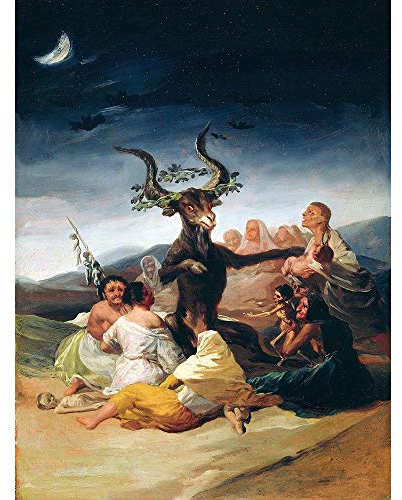 Wee Blue Coo Painting Fantasy Landscape Goya Witches Sabbath Art Print Poster Wall Decor Kunstdruck Poster Wand-Dekor-12X16 Zoll
