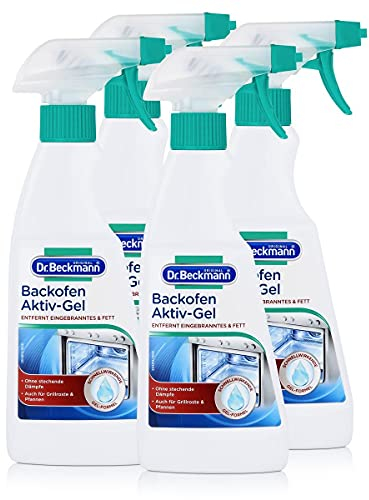 Dr. Beckmann Gel actif pour four | Nettoyant pour four avec formule à action rapide | Convient également pour les grilles, poêles et vitres de cheminée | Lot de 4 (4 x 375 ml)