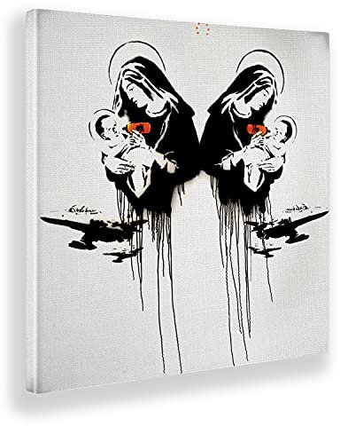Giallobus - Gemälde - Banksy - Giftige Mary - Leinwand mit Standardrahmen - 50x50 - Bereit zum Aufhängen - Moderne Gemälde für zu Hause