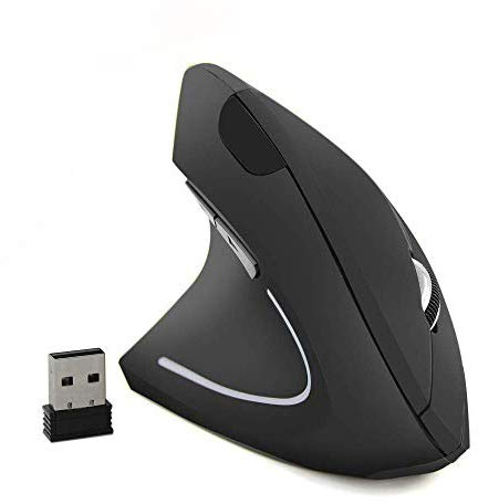 Ergonomische Funkmaus für Linkshänder, Vertikale Kabellose Maus DPI 800/1200/1600 Einstellbar mit USB Empfänger für Laptop, PC, Notebook