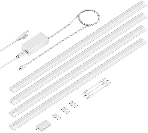 ledscom.de Smarte LED Unterbau-Leuchte SIRIS weiß matt, WLAN-Controller, flach, Smart-Home, Alexa-fähig, je 90cm, je 1044lm, weiß, 4er Set