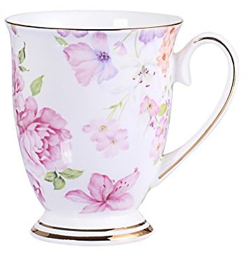 AWHOME Royal Fine China Coffee Mug Assorted Colors Tea Cup 11 oz (1, Pink)