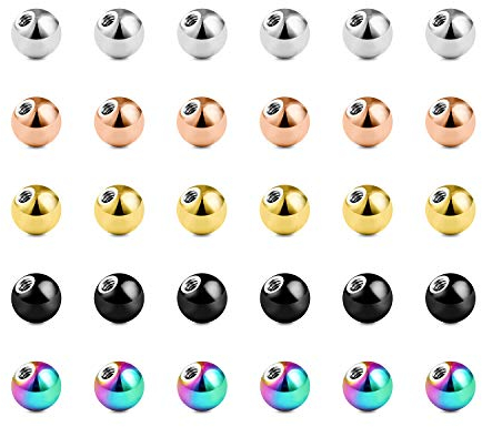 vcmart Ersatzkugeln Piercing Kugeln Set 1,2mm Gewinde Chirurgenstahl Schraubkugeln für Lippenpiercing