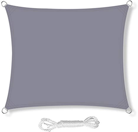 HEYOMART Sonnensegel Sonnenschutz inkl Befestigungsseile PES Polyester wasserabweisend 2 x 2m Quadrat Sonnensegel mit 98% UV Schutz für Draußen, Patio, Garten Terrasse Camping, Grau