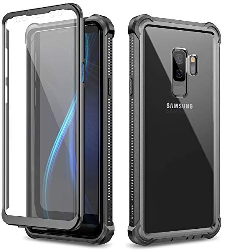 Dexnor Case for Samsung Galaxy S9 Plus S9+ 360 Full Body 3 Layers Protection Cover Shockproof Bumper Crystal Clear Slim Anti-Scratch Back Panel with Built-in Screen Protector - Black