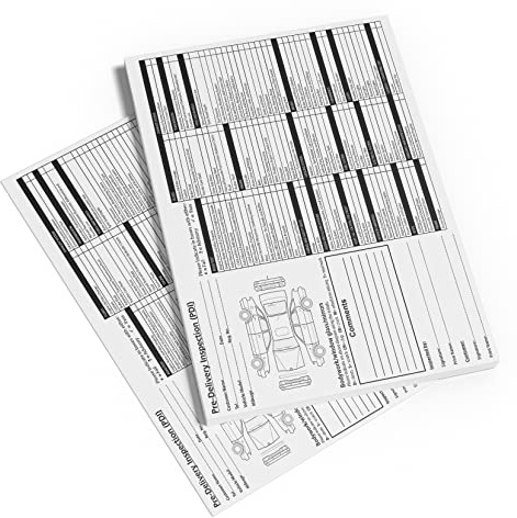 Vehicle Pre Sales/Delivery Inspection PDI Form NCR Pad - A4 2pt Duplicate 50 Sets