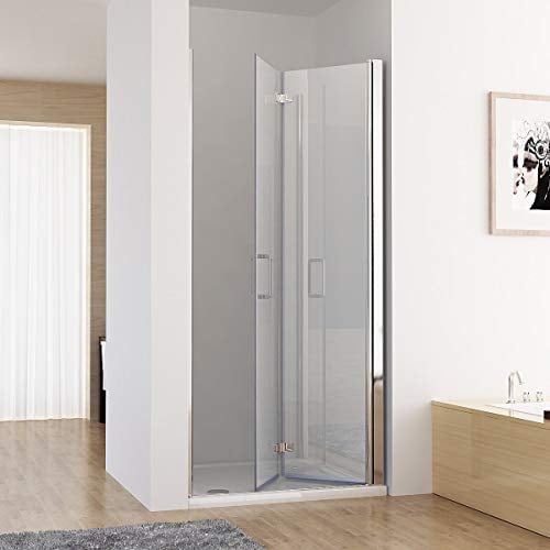 MIQU Nischentür 70 x 185 cm Duschabtrennung 180° Schwingtür Falttür Duschwand Dusche NANO Echtglas DB