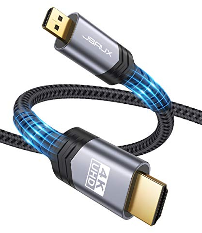 JSAUX 4K Micro HDMI Kabel 2M, Micro HDMI auf HDMI Kabel mit Ethernet, UHD 4K, 3D, ARC Funktioniert, HDMI D auf HDMI A Kabel Kompatibel mit Raspberry Pi 4, Hero 8/7/6/5, Alpha, Sony, Kanon Grau