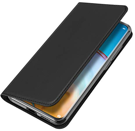 BRAND SET Hülle für OnePlus 8T Brieftasche Ledertasche Flip Case PU Leder+TPU Material Schutzhülle mit Klapphalter Funktion Kartenschlitz unsichtbarer Magnetverschluss(Schwarz)