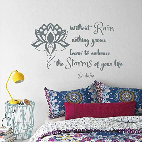 Buddha Zitate Wandtattoo Ohne Regen Nichts Wächst Umarmungen Stürme Leben Zitat Wandaufkleber Lotus Meditation Wohnkultur Größe 57 * 32Cm