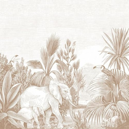 papier peint panoramique jungle beige 300 x 279 cm - ESTAhome