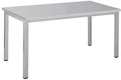 Bürotisch Schreibtisch Besprechungstisch graues Tischgestell quadratische Beine | PC-Tisch Arbeitstisch Konferenztisch Computertisch Homeoffice-Tisch Businesstisch, Lichtgrau, 160x80x77,5 cm