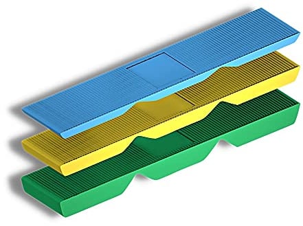 DOJA BARCELONA | Abstandshalter Kunststoff 2/4/6mm | Abstandhalter Blau+Gelb+Grün | PACK 150 | Kunststoffkeile Unterlegplatten | Unterlegkeile, Verglasungsklötze, Unterleger Plastik Keile