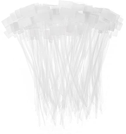 sourcing map 150pcs Nylon Cable Ties Tags Label Marker Self-Locking for Marking Organizing 150mm White