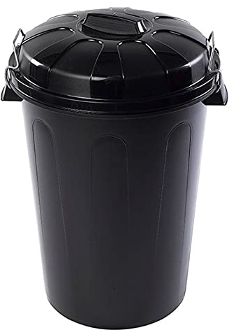 Acan Tradineur Poubelle industrielle avec couvercle et poignées métalliques, poubelle de recyclage en plastique, fabriquée en Espagne, noir, 100 litres, 57 x 74,5 x 52 cm