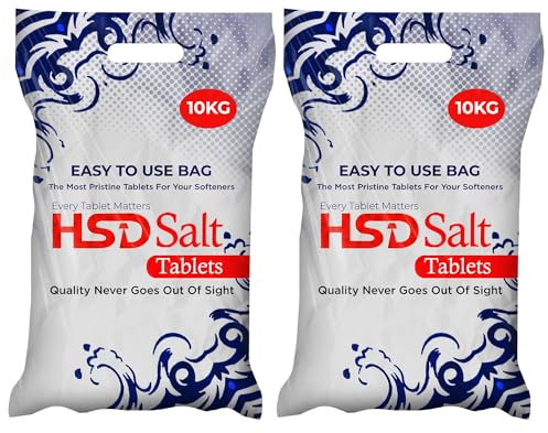 HSD Salt Tablets 10Kg Bags Best For Laundry Kitchen Dish Washing | Compatible to All Water Softner Machines | Food Grade 100% Genuine British Salt Tablet Of Premium Quality (2 Bags)