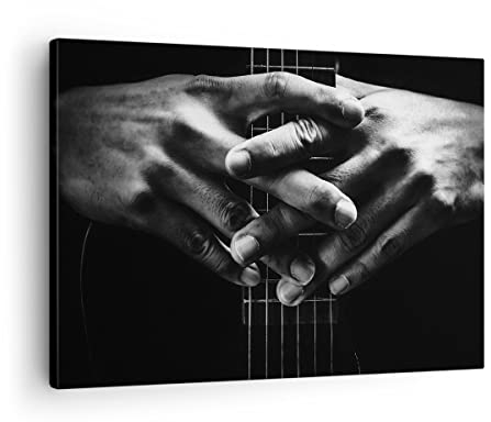 ARTTOR Bilder auf Leinwand Gitarre Musiker Musik Leinwandbild 70x50cm Wandbilder Dekoration Wohnzimmer Schlafzimmer Küche Deko Klein Wanddeko Bild Wand Kunstdruck Art Wall Decor Canvas AA70x50-4960